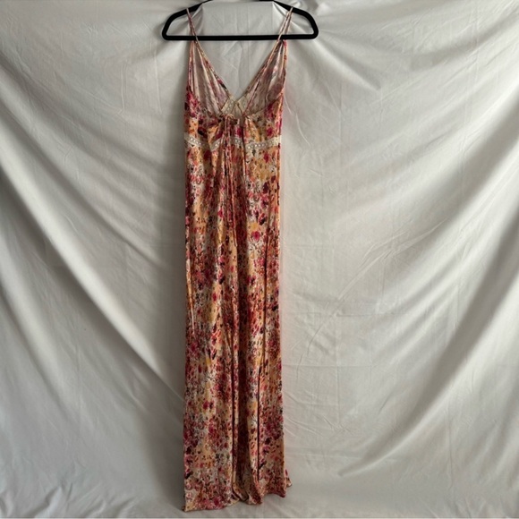 Favorite Daughter The Blackberry Pink Orange Floral Plunge Neckline Dress XL NEW - Picture 8 of 15